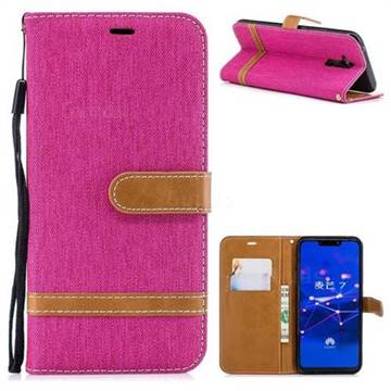 Jeans Cowboy Denim Leather Wallet Case for Huawei Mate 20 Lite - Rose