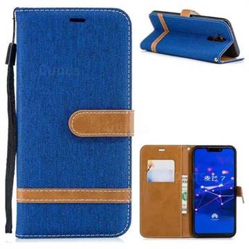 Jeans Cowboy Denim Leather Wallet Case for Huawei Mate 20 Lite - Sapphire