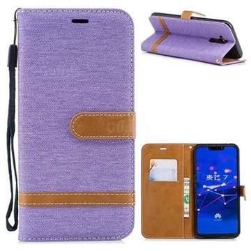 Jeans Cowboy Denim Leather Wallet Case for Huawei Mate 20 Lite - Purple