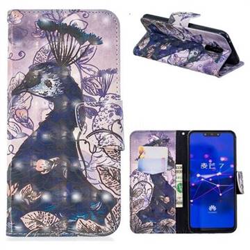 Purple Peacock 3D Painted Leather Wallet Phone Case for Huawei Mate 20 Lite