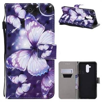 Violet butterfly 3D Painted Leather Wallet Case for Huawei Mate 20 Lite