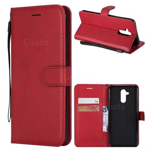 Retro Greek Classic Smooth PU Leather Wallet Phone Case for Huawei Mate 20 Lite - Red