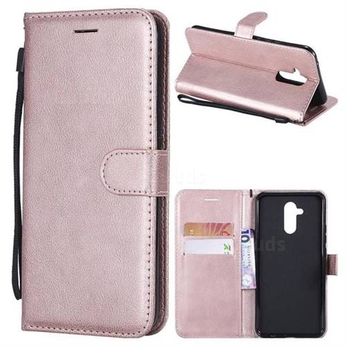 Retro Greek Classic Smooth PU Leather Wallet Phone Case for Huawei Mate 20 Lite - Rose Gold