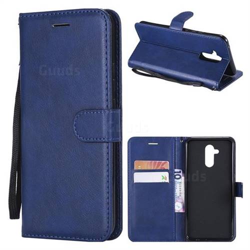 Retro Greek Classic Smooth PU Leather Wallet Phone Case for Huawei Mate 20 Lite - Blue