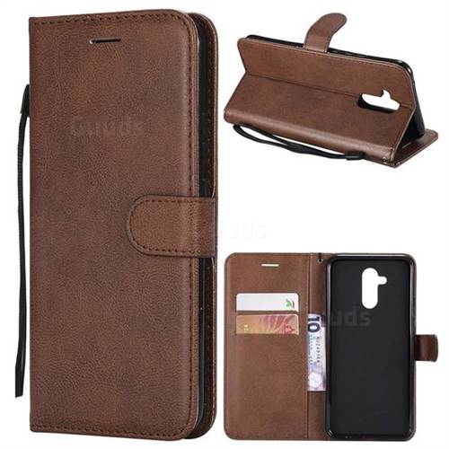 Retro Greek Classic Smooth PU Leather Wallet Phone Case for Huawei Mate 20 Lite - Brown