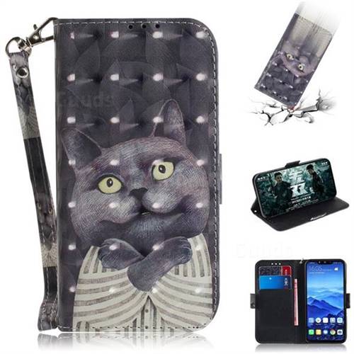 Cat Embrace 3D Painted Leather Wallet Phone Case for Huawei Mate 20 Lite