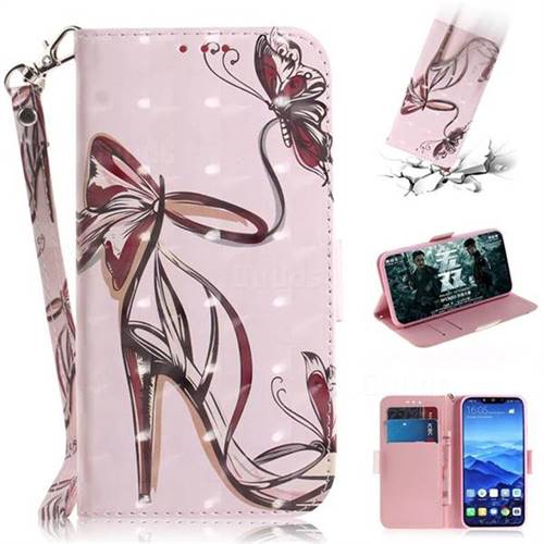 Butterfly High Heels 3D Painted Leather Wallet Phone Case for Huawei Mate 20 Lite