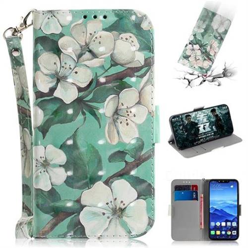 Watercolor Flower 3D Painted Leather Wallet Phone Case for Huawei Mate 20 Lite