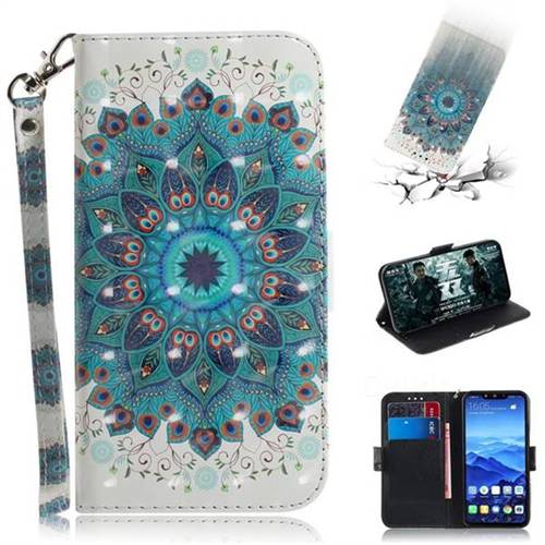Peacock Mandala 3D Painted Leather Wallet Phone Case for Huawei Mate 20 Lite