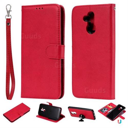 Retro Greek Detachable Magnetic PU Leather Wallet Phone Case for Huawei Mate 20 Lite - Red