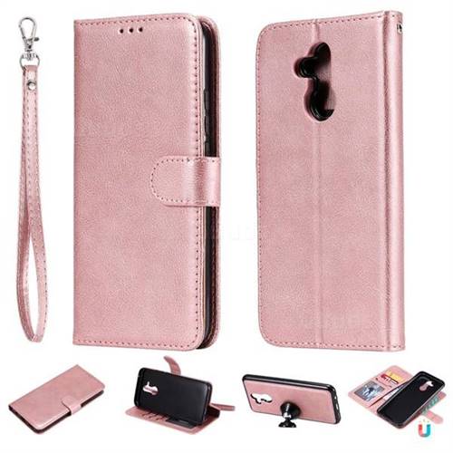 Retro Greek Detachable Magnetic PU Leather Wallet Phone Case for Huawei Mate 20 Lite - Rose Gold