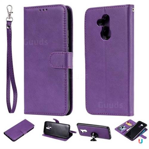 Retro Greek Detachable Magnetic PU Leather Wallet Phone Case for Huawei Mate 20 Lite - Purple