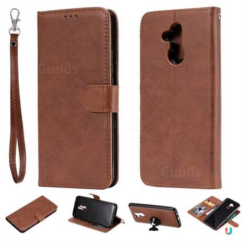 Retro Greek Detachable Magnetic PU Leather Wallet Phone Case for Huawei Mate 20 Lite - Brown