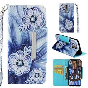 Button Flower Big Metal Buckle PU Leather Wallet Phone Case for Huawei Mate 20 Lite