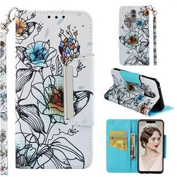 Fotus Flower Big Metal Buckle PU Leather Wallet Phone Case for Huawei Mate 20 Lite