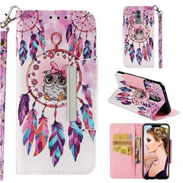 Owl Wind Chimes Big Metal Buckle PU Leather Wallet Phone Case for Huawei Mate 20 Lite