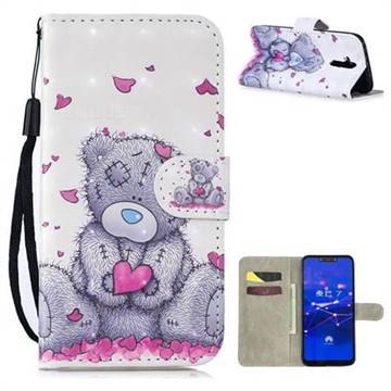 Love Panda 3D Painted Leather Wallet Phone Case for Huawei Mate 20 Lite
