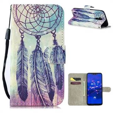 Feather Wind Chimes 3D Painted Leather Wallet Phone Case for Huawei Mate 20 Lite