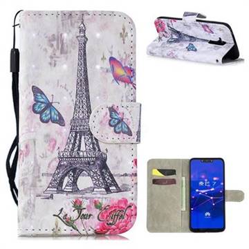 Paris Tower 3D Painted Leather Wallet Phone Case for Huawei Mate 20 Lite