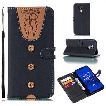 Ladies Bow Clothes Pattern Leather Wallet Phone Case for Huawei Mate 20 Lite - Black