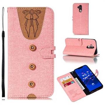 Ladies Bow Clothes Pattern Leather Wallet Phone Case for Huawei Mate 20 Lite - Pink