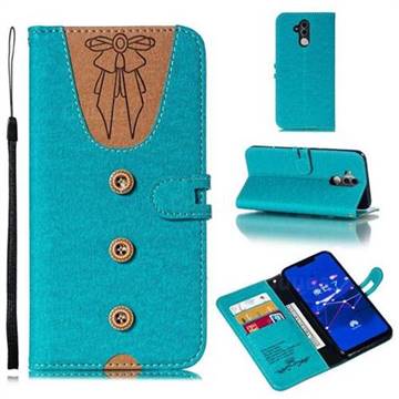 Ladies Bow Clothes Pattern Leather Wallet Phone Case for Huawei Mate 20 Lite - Green