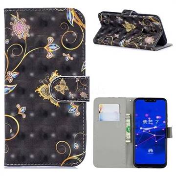 Black Butterfly 3D Painted Leather Phone Wallet Case for Huawei Mate 20 Lite