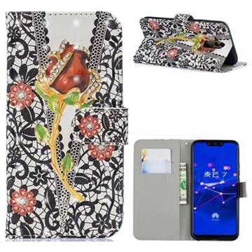 Red Diamond Rose 3D Painted Leather Phone Wallet Case for Huawei Mate 20 Lite