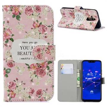 Butterfly Flower 3D Painted Leather Phone Wallet Case for Huawei Mate 20 Lite