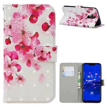 Red Flower 3D Painted Leather Phone Wallet Case for Huawei Mate 20 Lite