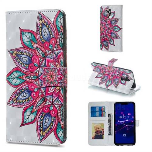 Mandara Flower 3D Painted Leather Phone Wallet Case for Huawei Mate 20 Lite