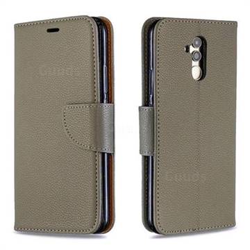 Classic Luxury Litchi Leather Phone Wallet Case for Huawei Mate 20 Lite - Gray
