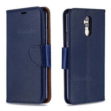 Classic Luxury Litchi Leather Phone Wallet Case for Huawei Mate 20 Lite - Blue