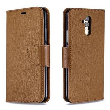 Classic Luxury Litchi Leather Phone Wallet Case for Huawei Mate 20 Lite - Brown