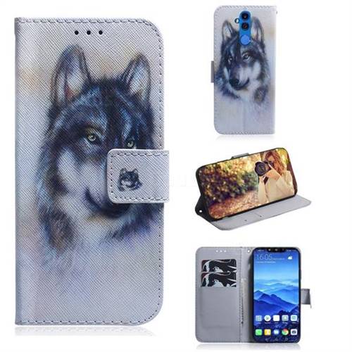 Snow Wolf PU Leather Wallet Case for Huawei Mate 20 Lite