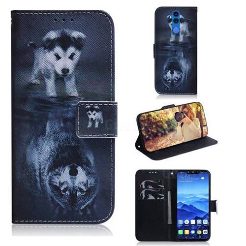 Wolf and Dog PU Leather Wallet Case for Huawei Mate 20 Lite