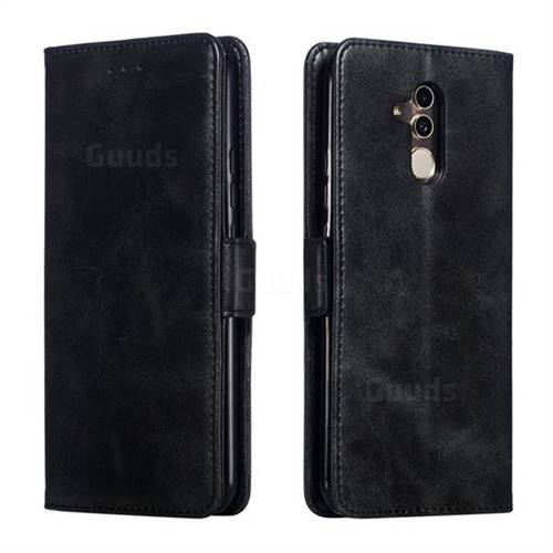 Retro Classic Calf Pattern Leather Wallet Phone Case for Huawei Mate 20 Lite - Black