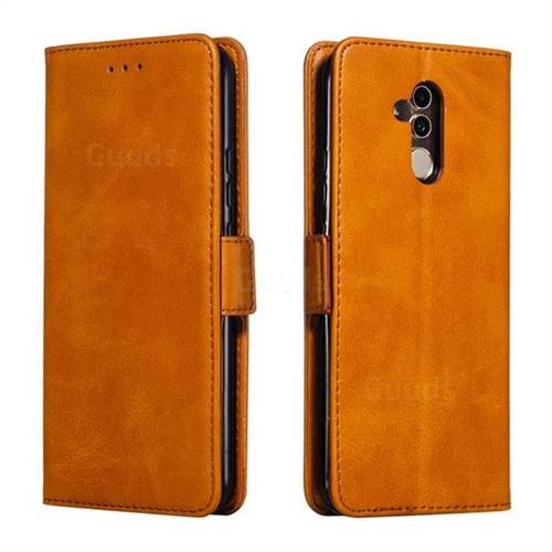 Retro Classic Calf Pattern Leather Wallet Phone Case for Huawei Mate 20 Lite - Yellow