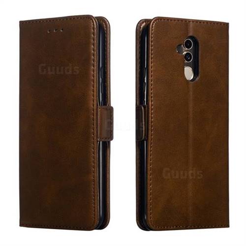 Retro Classic Calf Pattern Leather Wallet Phone Case for Huawei Mate 20 Lite - Brown