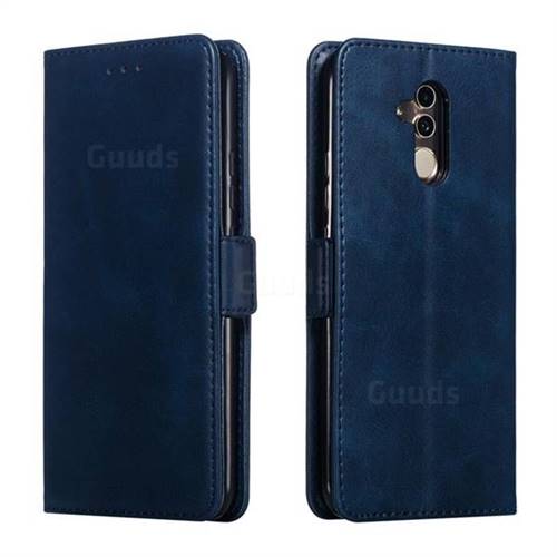 Retro Classic Calf Pattern Leather Wallet Phone Case for Huawei Mate 20 Lite - Blue
