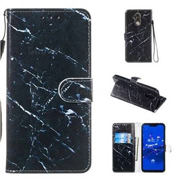 Black Marble Smooth Leather Phone Wallet Case for Huawei Mate 20 Lite