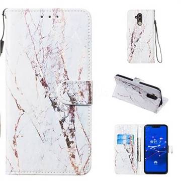 White Marble Smooth Leather Phone Wallet Case for Huawei Mate 20 Lite