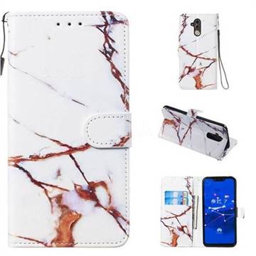 Platinum Marble Smooth Leather Phone Wallet Case for Huawei Mate 20 Lite