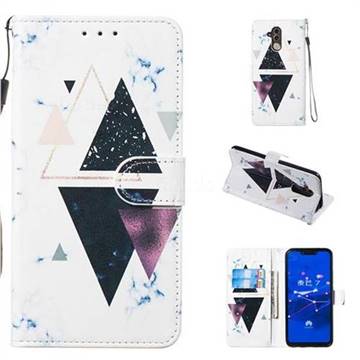 Triangle Marble Smooth Leather Phone Wallet Case for Huawei Mate 20 Lite