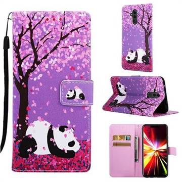 Cherry Blossom Panda Matte Leather Wallet Phone Case for Huawei Mate 20 Lite
