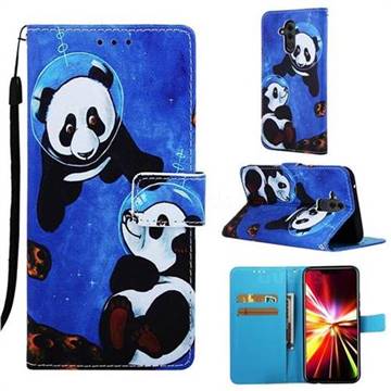 Undersea Panda Matte Leather Wallet Phone Case for Huawei Mate 20 Lite