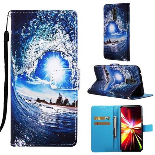 Waves and Sun Matte Leather Wallet Phone Case for Huawei Mate 20 Lite