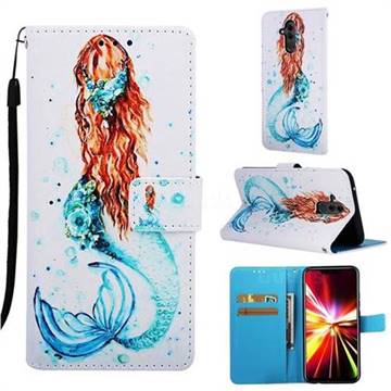 Mermaid Matte Leather Wallet Phone Case for Huawei Mate 20 Lite