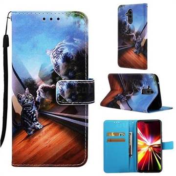Mirror Cat Matte Leather Wallet Phone Case for Huawei Mate 20 Lite