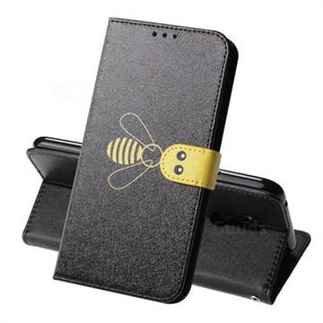 Silk Texture Bee Pattern Leather Phone Case for Huawei Mate 20 Lite - Black
